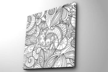 Canvastavla 45x45 cm - Intrikat mönster av snäckor och spiraler - Svart / Vitt - Inredning - Tavlor & posters - Canvastavla