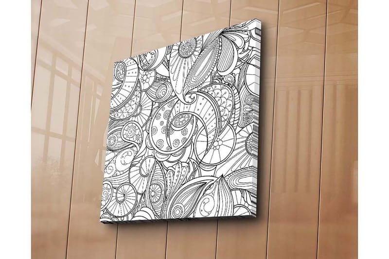 Canvastavla 45x45 cm - Intrikat mönster av snäckor och svängda linjer - Svart / Vitt - Inredning - Tavlor & posters - Canvastavla
