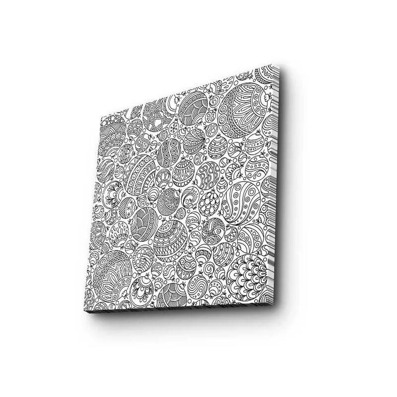 Canvastavla 45x45 cm - Intrikat mönster av svarta linjer och former - Svart / Vitt - Inredning - Tavlor & posters - Canvastavla