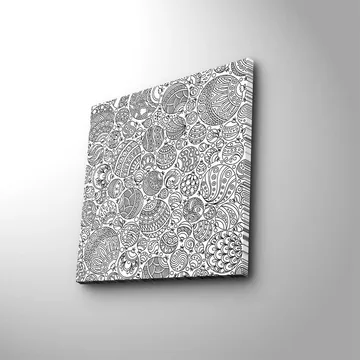 Canvastavla 45x45 cm - Intrikat mönster av svarta linjer och former - Svart / Vitt - Inredning - Tavlor & posters - Canvastavla