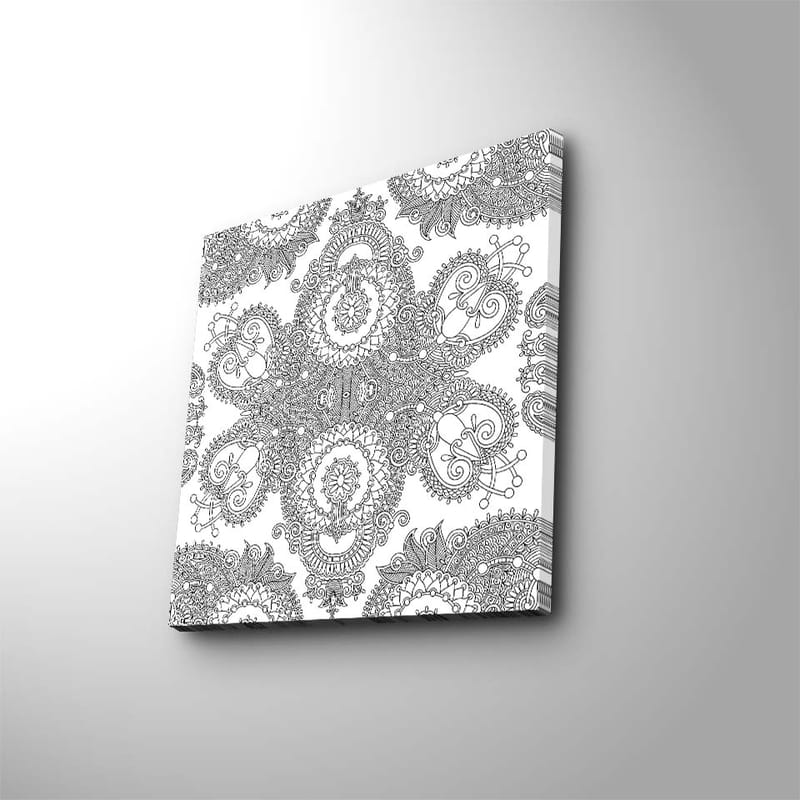 Canvastavla 45x45 cm - Intrikat mönster av svarta linjer på vit bakgrund - Svart / Vit - Inredning - Tavlor & posters - Canvastavla