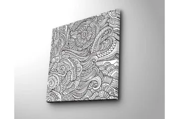 Canvastavla 45x45 cm - Intrikat mönster med blommor och svängda linjer - Svart / Vitt - Inredning - Tavlor & posters - Canvastavla