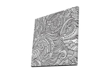 Canvastavla 45x45 cm - Intrikat mönster med blommor och svängda linjer - Svart / Vitt - Inredning - Tavlor & posters - Canvastavla