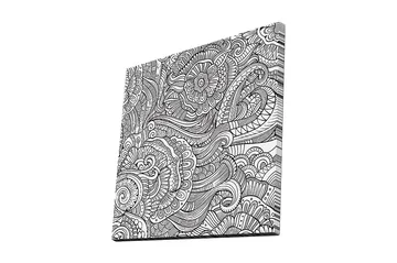 Canvastavla 45x45 cm - Intrikat mönster med blommor och svängda linjer - Svart / Vitt - Inredning - Tavlor & posters - Canvastavla