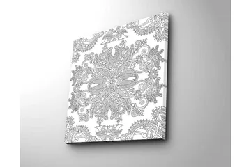 Canvastavla 45x45 cm - Intrikat mönster med florala och geometriska inslag - Svart / Vitt - Inredning - Tavlor & posters - Canvastavla