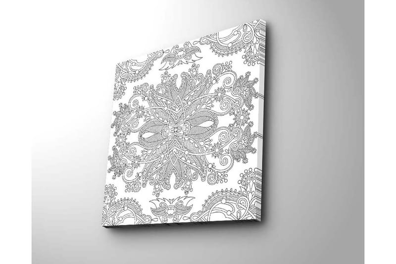 Canvastavla 45x45 cm - Intrikat mönster med florala och geometriska inslag - Svart / Vitt - Inredning - Tavlor & posters - Canvastavla