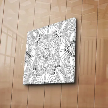 Canvastavla 45x45 cm - Intrikat mönster med geometriska former och linjer - Svart / Vitt - Inredning - Tavlor & posters - Canvastavla