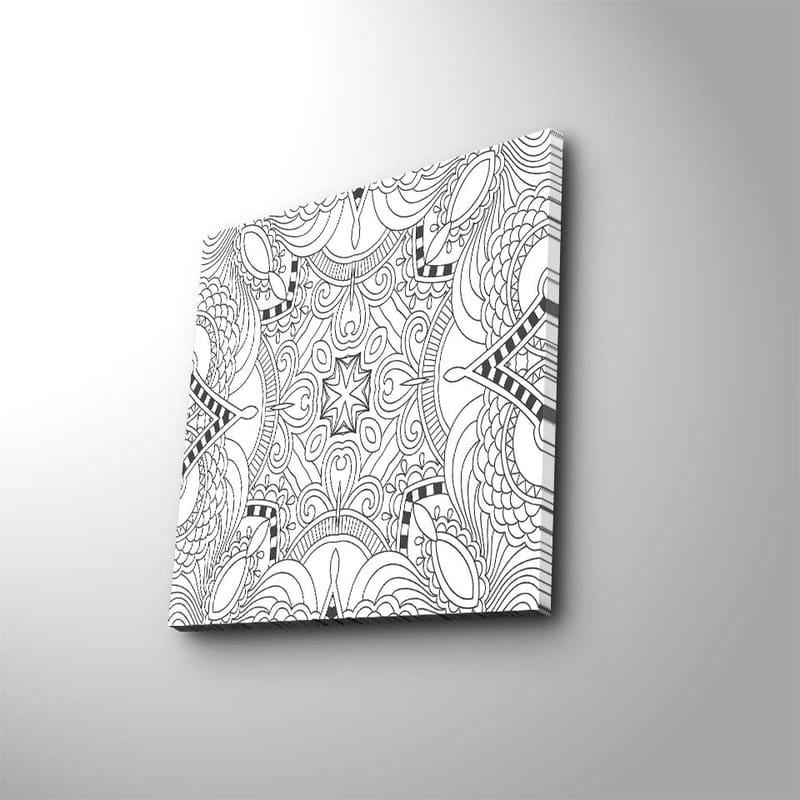 Canvastavla 45x45 cm - Intrikat mönster med geometriska former och linjer - Svart / Vitt - Inredning - Tavlor & posters - Canvastavla