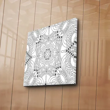 Canvastavla 45x45 cm - Intrikat mönster med geometriska former och linjer - Svart / Vitt - Inredning - Tavlor & posters - Canvastavla