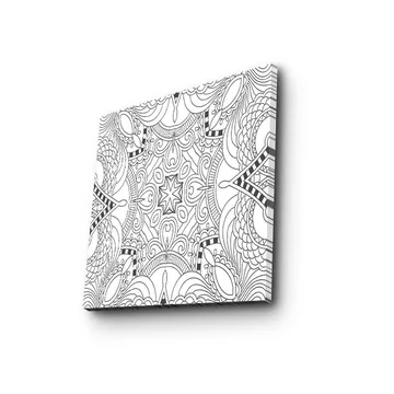 Canvastavla 45x45 cm - Intrikat mönster med geometriska former och linjer - Svart / Vitt - Inredning - Tavlor & posters - Canvastavla