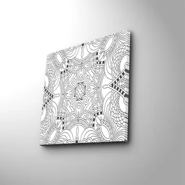 Canvastavla 45x45 cm - Intrikat mönster med geometriska former och linjer - Svart / Vitt - Inredning - Tavlor & posters - Canvastavla