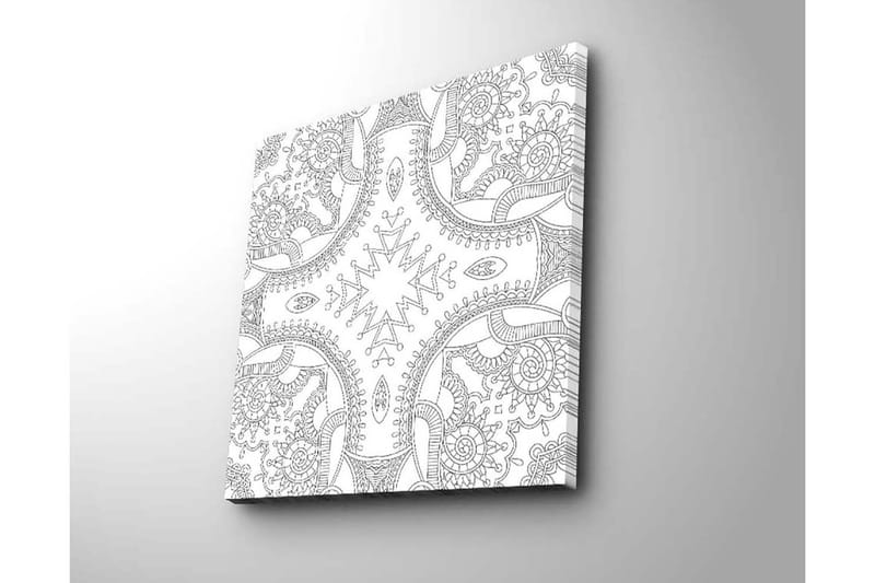 Canvastavla 45x45 cm - Intrikat mönster med geometriska och organiska former - Svart / Vitt - Inredning - Tavlor & posters - Canvastavla