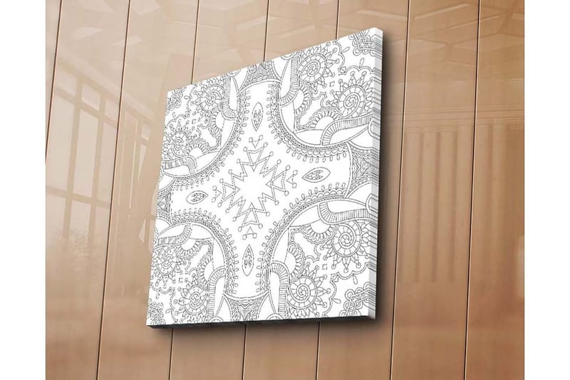 Canvastavla 45x45 cm - Intrikat mönster med geometriska och organiska former - Svart / Vitt - Inredning - Tavlor & posters - Canvastavla