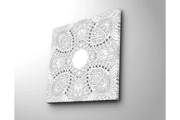 Canvastavla 45x45 cm - Intrikat mönster med geometriska och organiska former - Svart / Vitt - Inredning - Tavlor & posters - Canvastavla