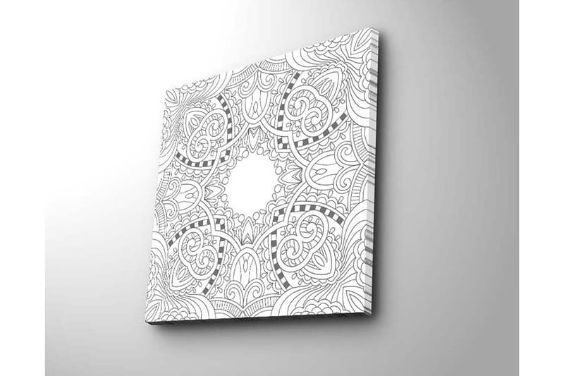 Canvastavla 45x45 cm - Intrikat mönster med geometriska och organiska former - Svart / Vitt - Inredning - Tavlor & posters - Canvastavla