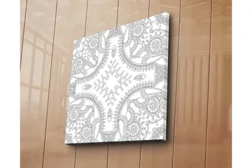 Canvastavla 45x45 cm - Intrikat mönster med geometriska och organiska former - Svart / Vitt - Inredning - Tavlor & posters - Canvastavla