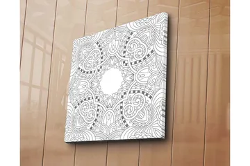 Canvastavla 45x45 cm - Intrikat mönster med geometriska och organiska former - Svart / Vitt - Inredning - Tavlor & posters - Canvastavla