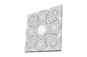 Canvastavla 45x45 cm - Intrikat mönster med geometriska och organiska former - Svart / Vitt - Inredning - Tavlor & posters - Canvastavla