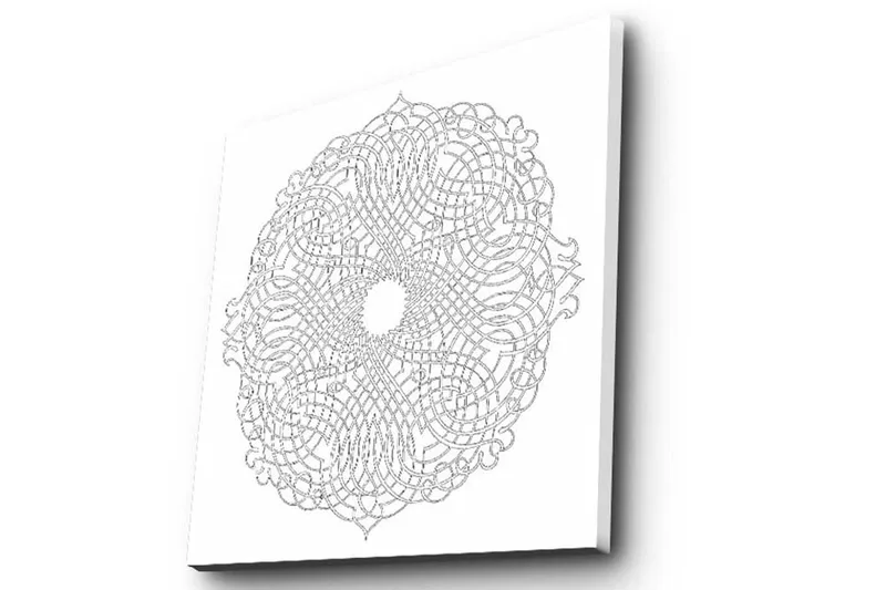 Canvastavla 45x45 cm - Intrikat mandala i vit och grå nyans - Vit / Grå - Inredning - Tavlor & posters - Canvastavla