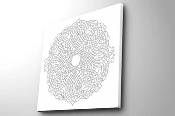 Canvastavla 45x45 cm - Intrikat mandala i vit och grå nyans - Vit / Grå - Inredning - Tavlor & posters - Canvastavla