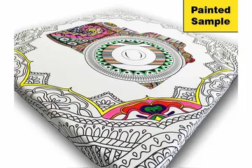 Canvastavla 45x45 cm - Intrikat mandala i vit och grå nyans - Vit / Grå - Inredning - Tavlor & posters - Canvastavla