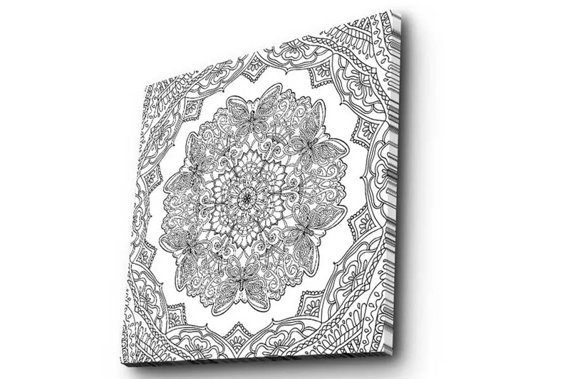 Canvastavla 45x45 cm - Intrikat mandala med detaljerade m önster och former - Svart / Vitt - Inredning - Tavlor & posters - Canvastavla