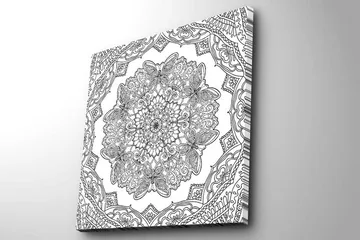 Canvastavla 45x45 cm - Intrikat mandala med detaljerade mönster och former - Svart / Vitt - Inredning - Tavlor & posters - Canvastavla