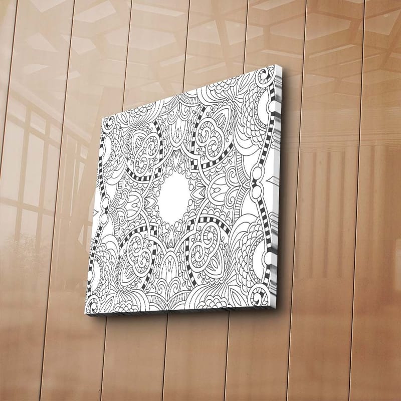 Canvastavla 45x45 cm - Intrikat mandala med detaljerade mönster - Svart / Vitt - Inredning - Tavlor & posters - Canvastavla