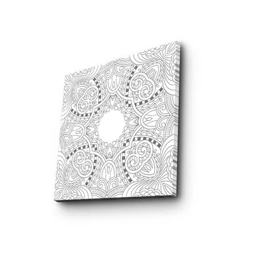 Canvastavla 45x45 cm - Intrikat mandala med detaljerade mönster - Vit / Svart - Inredning - Tavlor & posters - Canvastavla