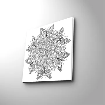 Canvastavla 45x45 cm - Intrikat mandala med fjärilar och blommor - Svart / Vitt - Inredning - Tavlor & posters - Canvastavla