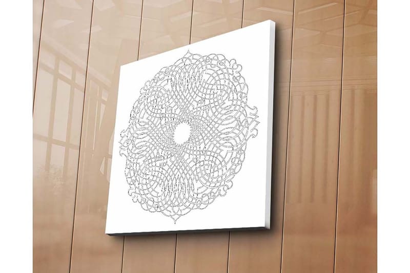 Canvastavla 45x45 cm - Intrikat mandala med linjer och mönster - Svart / Vitt - Inredning - Tavlor & posters - Canvastavla