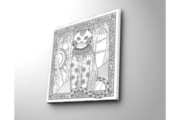 Canvastavla 45x45 cm - Katt med detaljerad mönstring och ornamentik - Svart / Vitt - Inredning - Tavlor & posters - Canvastavla