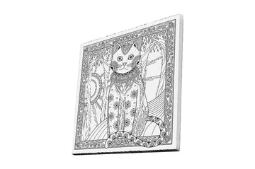 Canvastavla 45x45 cm - Katt med detaljerad mönstring och ornamentik - Svart / Vitt - Inredning - Tavlor & posters - Canvastavla