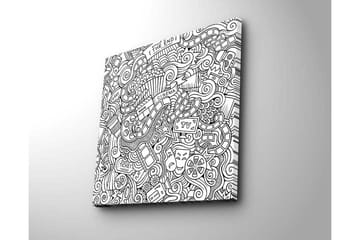 Canvastavla 45x45 cm - Kreativ komposition med film- och teaterrelaterade symboler - Svart / Vitt - Inredning - Tavlor & posters - Canvastavla