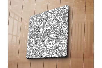 Canvastavla 45x45 cm - Kreativ komposition med film- och teaterrelaterade symboler - Svart / Vitt - Inredning - Tavlor & posters - Canvastavla