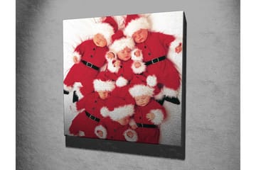 Canvastavla 45x45 cm - Lekfull samling av barn i tomtedräkter - Röd / Vit - Inredning - Tavlor & posters - Canvastavla