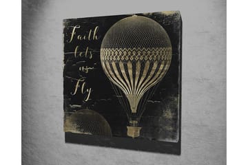 Canvastavla 45x45 cm - Luftballonger i vintage-stil med inspirerande text - Svart / Guld - Inredning - Tavlor & posters - Canvastavla
