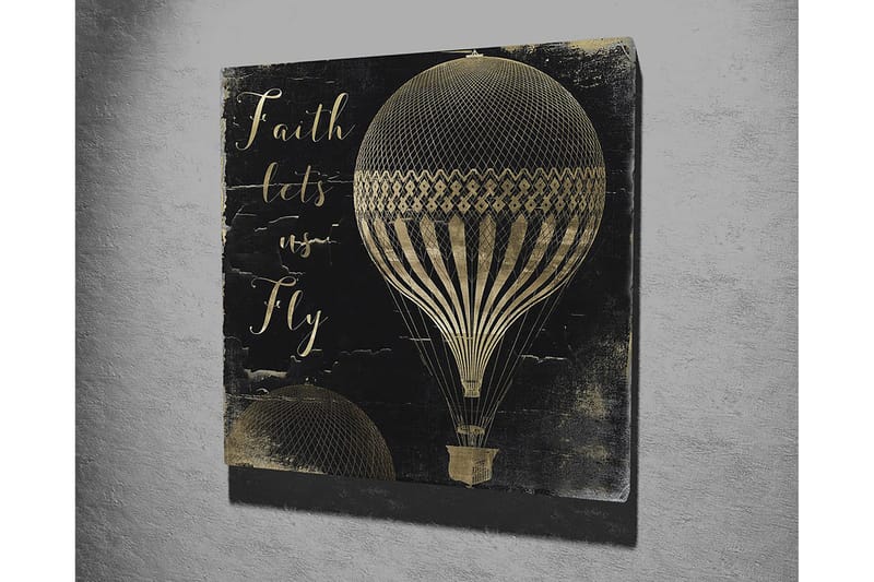 Canvastavla 45x45 cm - Luftballonger i vintage-stil med inspirerande text - Svart / Guld - Inredning - Tavlor & posters - Canvastavla