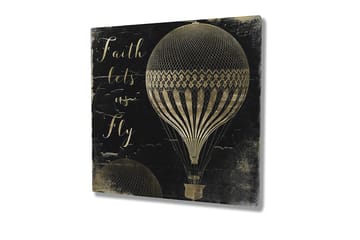Canvastavla 45x45 cm - Luftballonger i vintage-stil med inspirerande text - Svart / Guld - Inredning - Tavlor & posters - Canvastavla