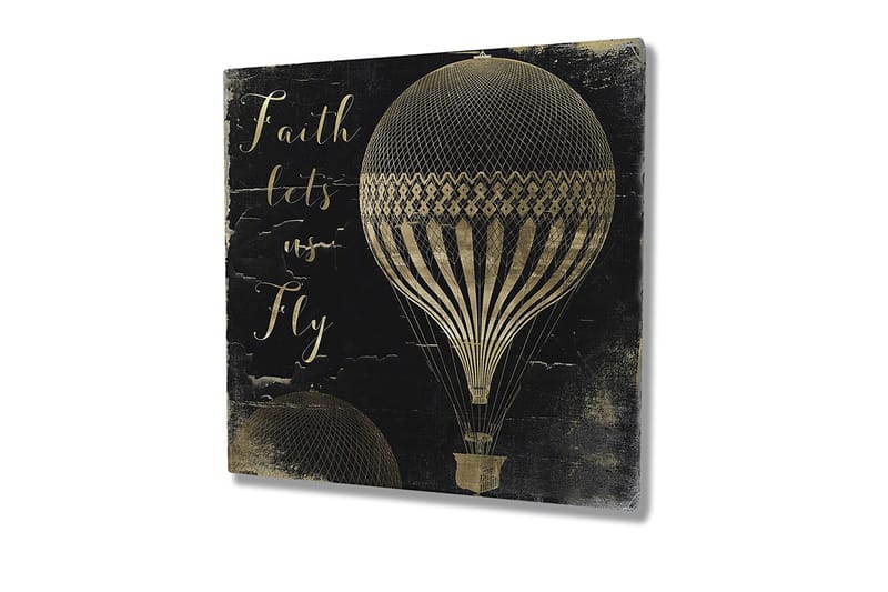 Canvastavla 45x45 cm - Luftballonger i vintage-stil med inspirerande text - Svart / Guld - Inredning - Tavlor & posters - Canvastavla