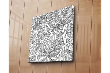 Canvastavla 45x45 cm - Mönster av detaljerade blad och spiraler - Svart / Vitt - Inredning - Tavlor & posters - Canvastavla