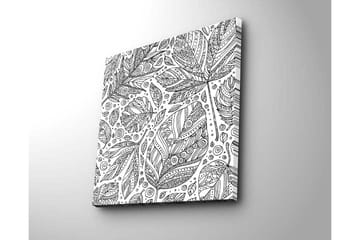 Canvastavla 45x45 cm - Mönster av detaljerade blad och spiraler - Svart / Vitt - Inredning - Tavlor & posters - Canvastavla