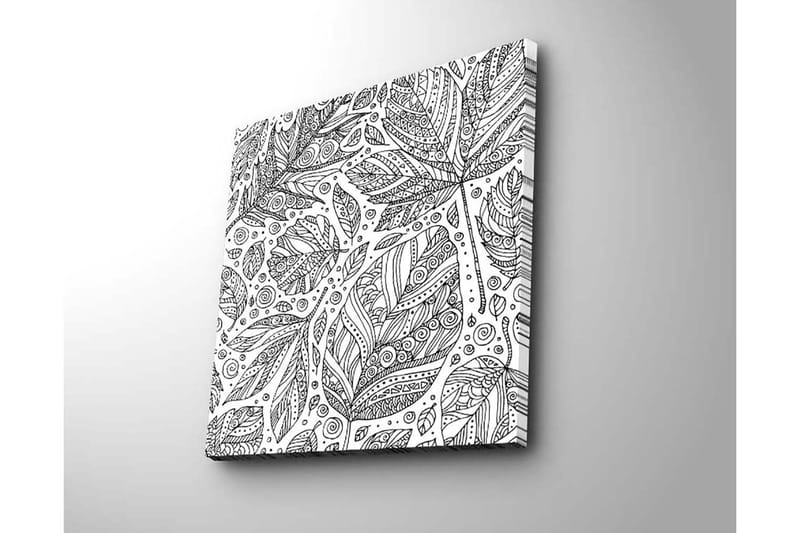 Canvastavla 45x45 cm - Mönster av detaljerade blad och spiraler - Svart / Vitt - Inredning - Tavlor & posters - Canvastavla