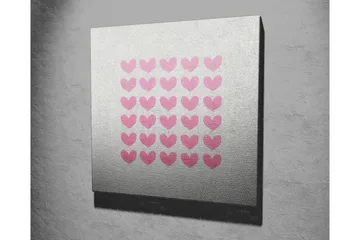 Canvastavla 45x45 cm - Mönster av hjärtan i olika nyanser av rosa - Rosa / Grå - Inredning - Tavlor & posters - Canvastavla