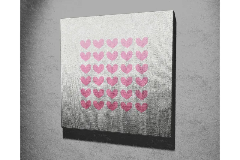 Canvastavla 45x45 cm - Mönster av hjärtan i olika nyanser av rosa - Rosa / Grå - Inredning - Tavlor & posters - Canvastavla
