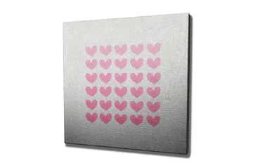 Canvastavla 45x45 cm - Mönster av hjärtan i olika nyanser av rosa - Rosa / Grå - Inredning - Tavlor & posters - Canvastavla