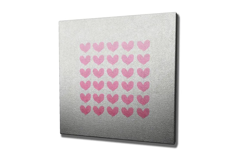 Canvastavla 45x45 cm - Mönster av hjärtan i olika nyanser av rosa - Rosa / Grå - Inredning - Tavlor & posters - Canvastavla