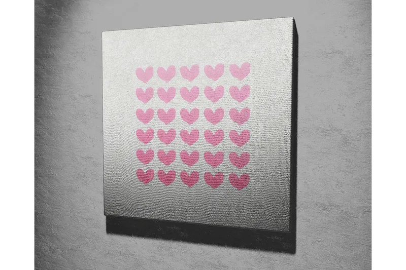 Canvastavla 45x45 cm - Mönster av hjärtan i olika nyanser av rosa - Rosa / Grå - Inredning - Tavlor & posters - Canvastavla