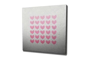 Canvastavla 45x45 cm - Mönster av hjärtan i olika nyanser av rosa - Rosa / Grå - Inredning - Tavlor & posters - Canvastavla