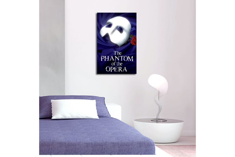 Canvastavla 45x45 cm - Mask med röd ros mot en djupblå bakgrund - Djupblå / Vit / Röd - Inredning - Tavlor & posters - Canvastavla